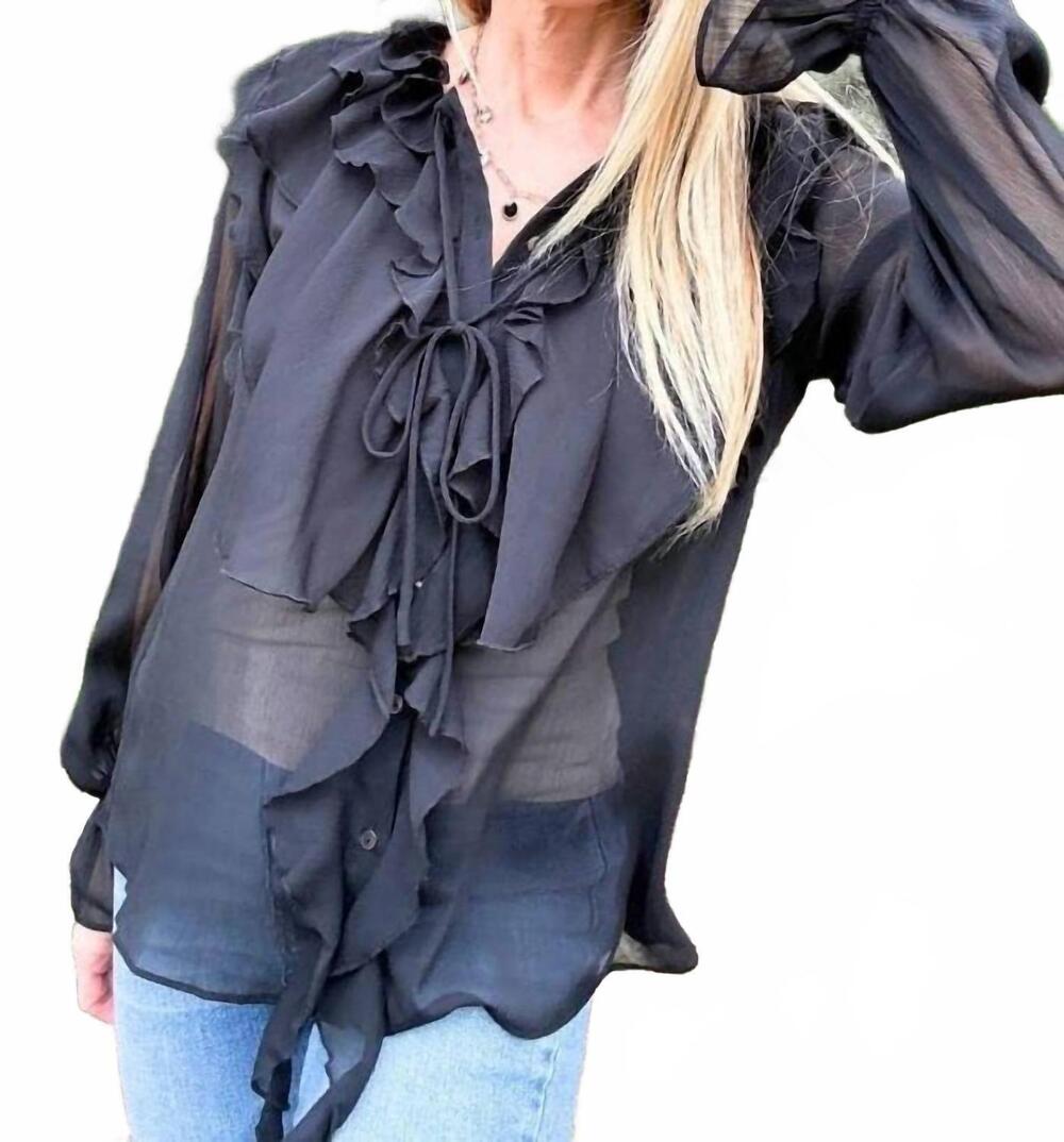 NEW ODDI women's sheer chiffon blouse in black